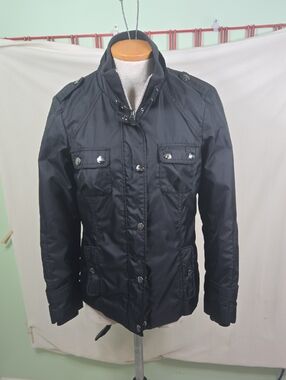 Esprit Black Military Field Jacket Influenced with Epaulets Y2K
